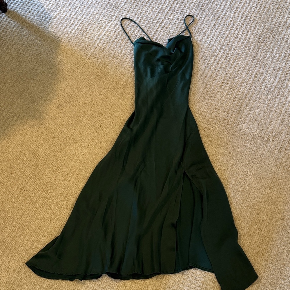 ASTR Hunter green draped Slip Dress